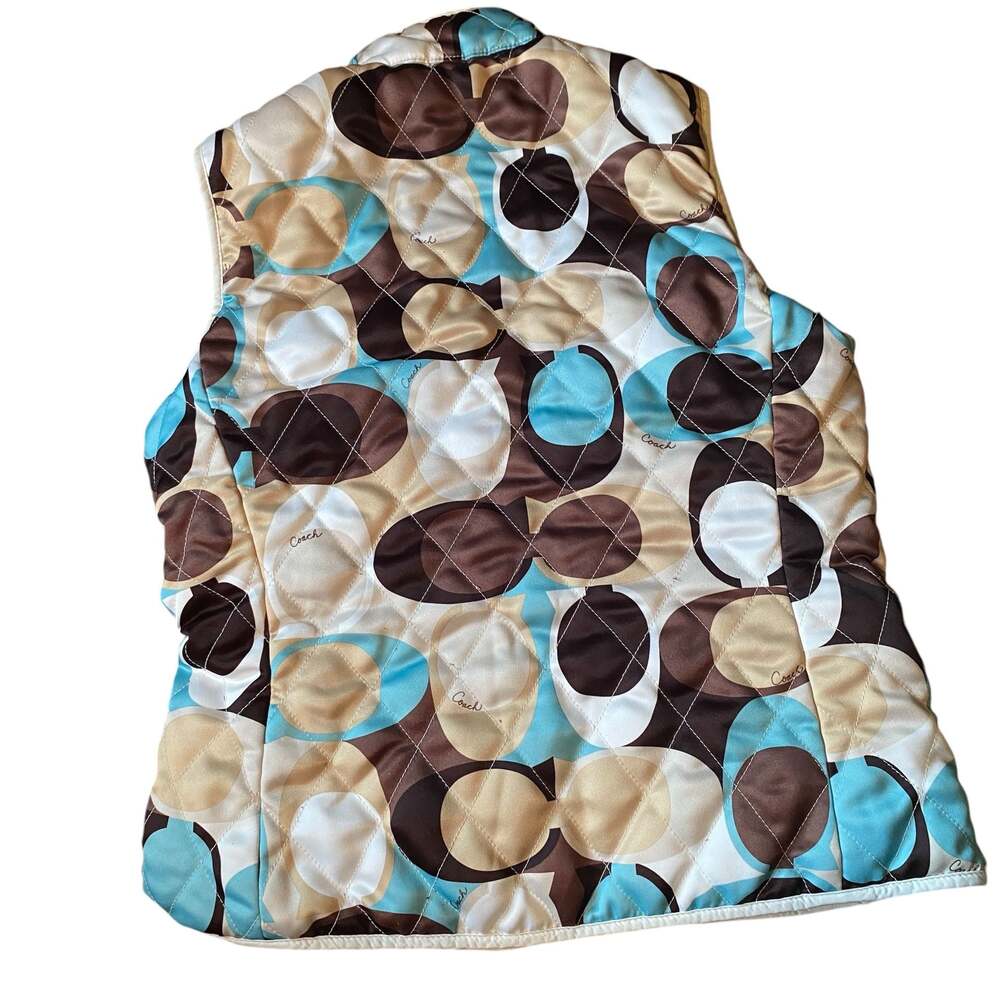 Coach Signature Quilted Reversible Vest Brown Blue